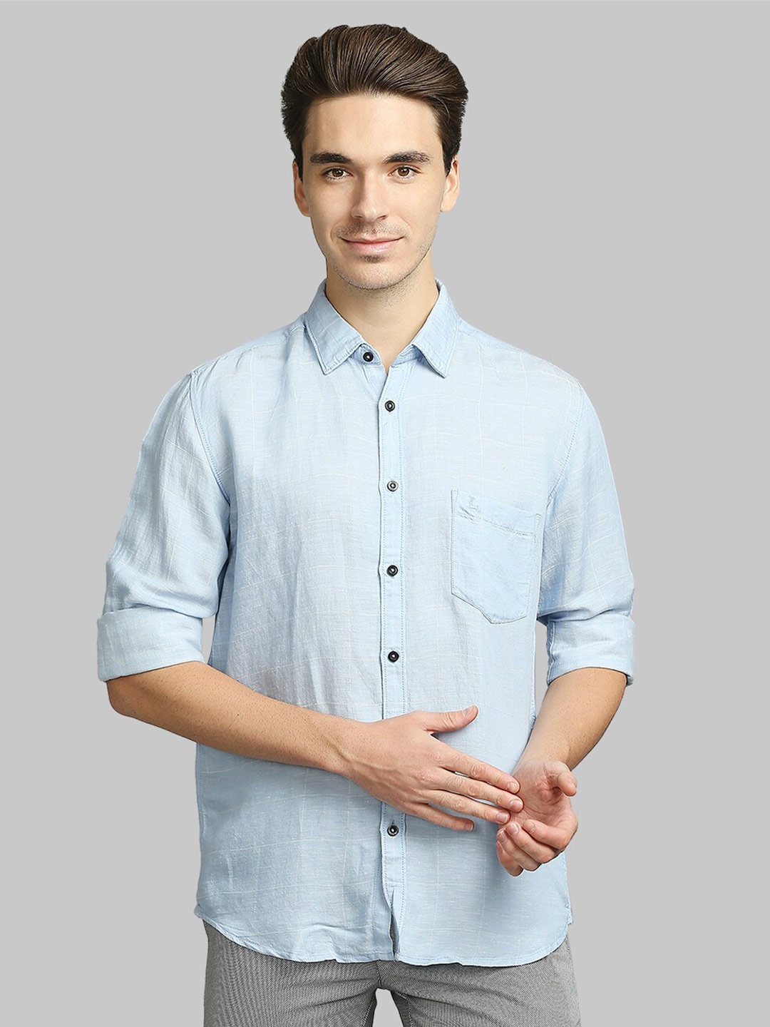Parx Men Blue Slim Fit Casual Shirt