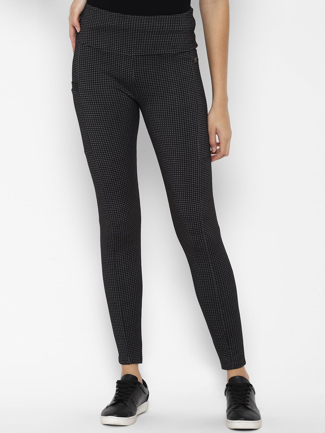 Allen Solly Woman Black Self-Design Trousers