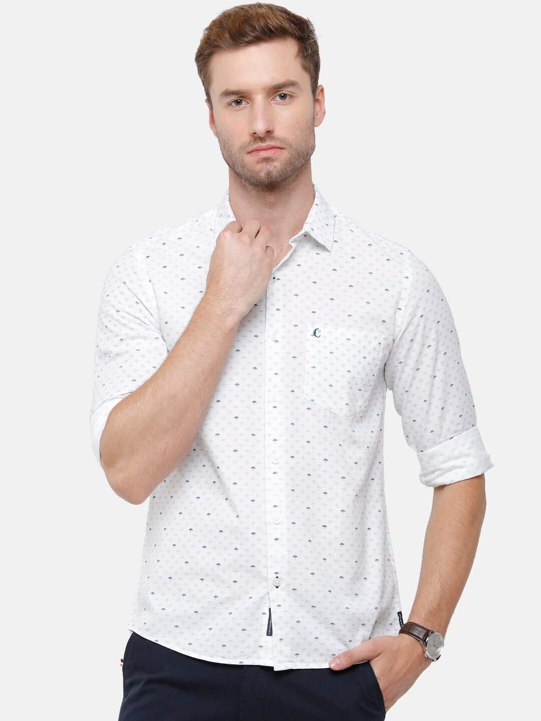 CAVALLO by Linen Club Men White Printed Casual Shirt