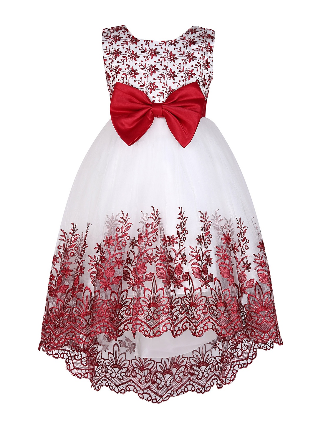 Hopscotch Red Floral Embroidered Maxi Dress