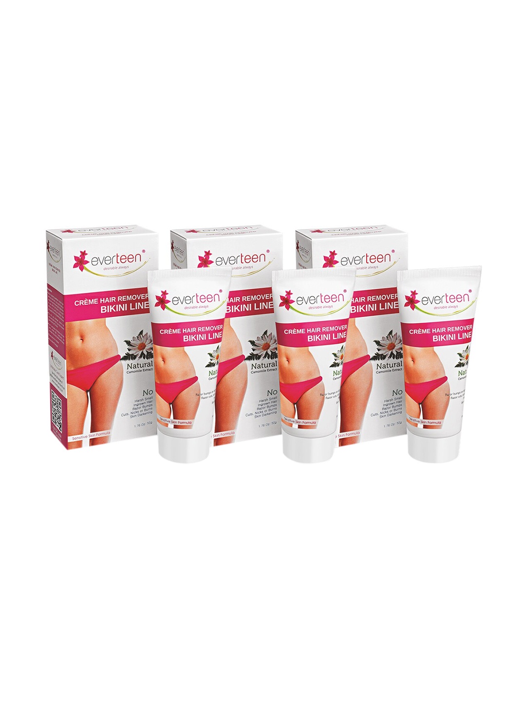 everteen Women Set of 3 Natural Bikini Line Hair Remover Creme - 50 g each, Off white
everteen Women Set of 3 Natural Bikini Line Hair Remover Creme - 50 g each, Off white