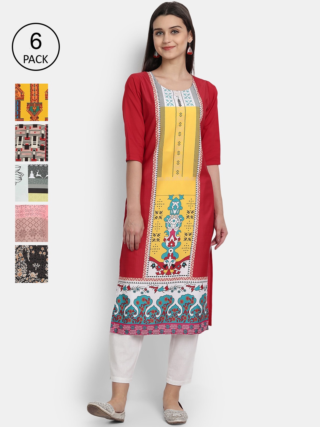 1 Stop Fashion Women Pack Of 6 Kurtas, Pink