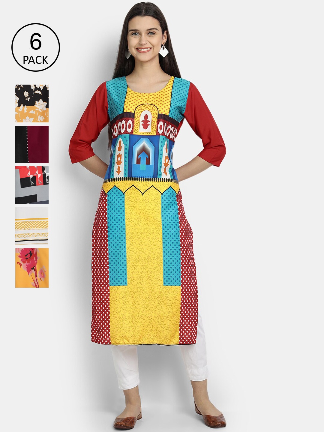 1 Stop Fashion Women Multicoloured Ethnic Motifs Embroidered Thread Work Crepe Kurta, Multi
1 Stop Fashion Women Multicoloured Ethnic Motifs Embroidered Thread Work Crepe Kurta, Multi