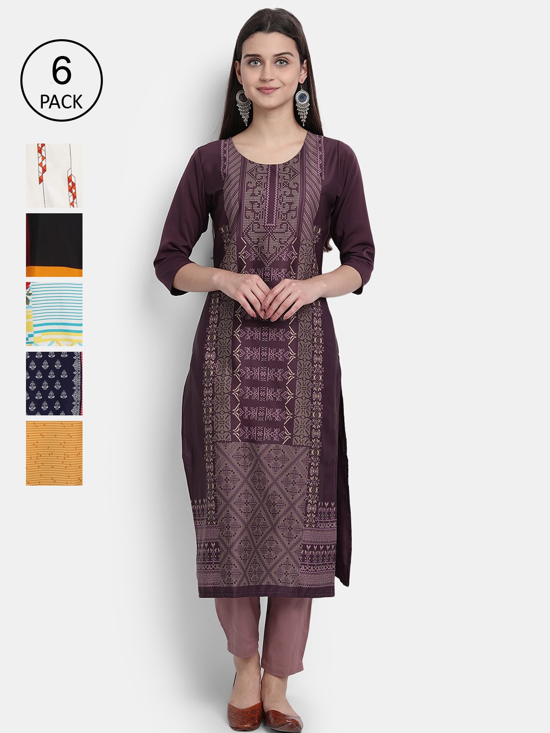 1 Stop Fashion Women Multicoloured Thread Work Crepe Kurta, Multi