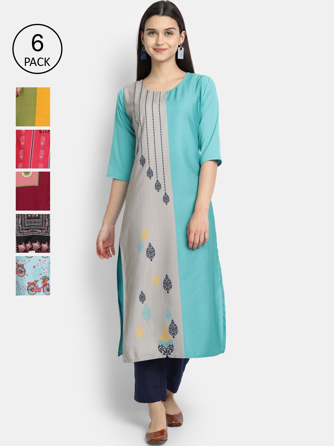 1 Stop Fashion Women Multicoloured Ethnic Motifs Printed Thread Work Crepe Kurta, Multi
1 Stop Fashion Women Multicoloured Ethnic Motifs Printed Thread Work Crepe Kurta, Multi