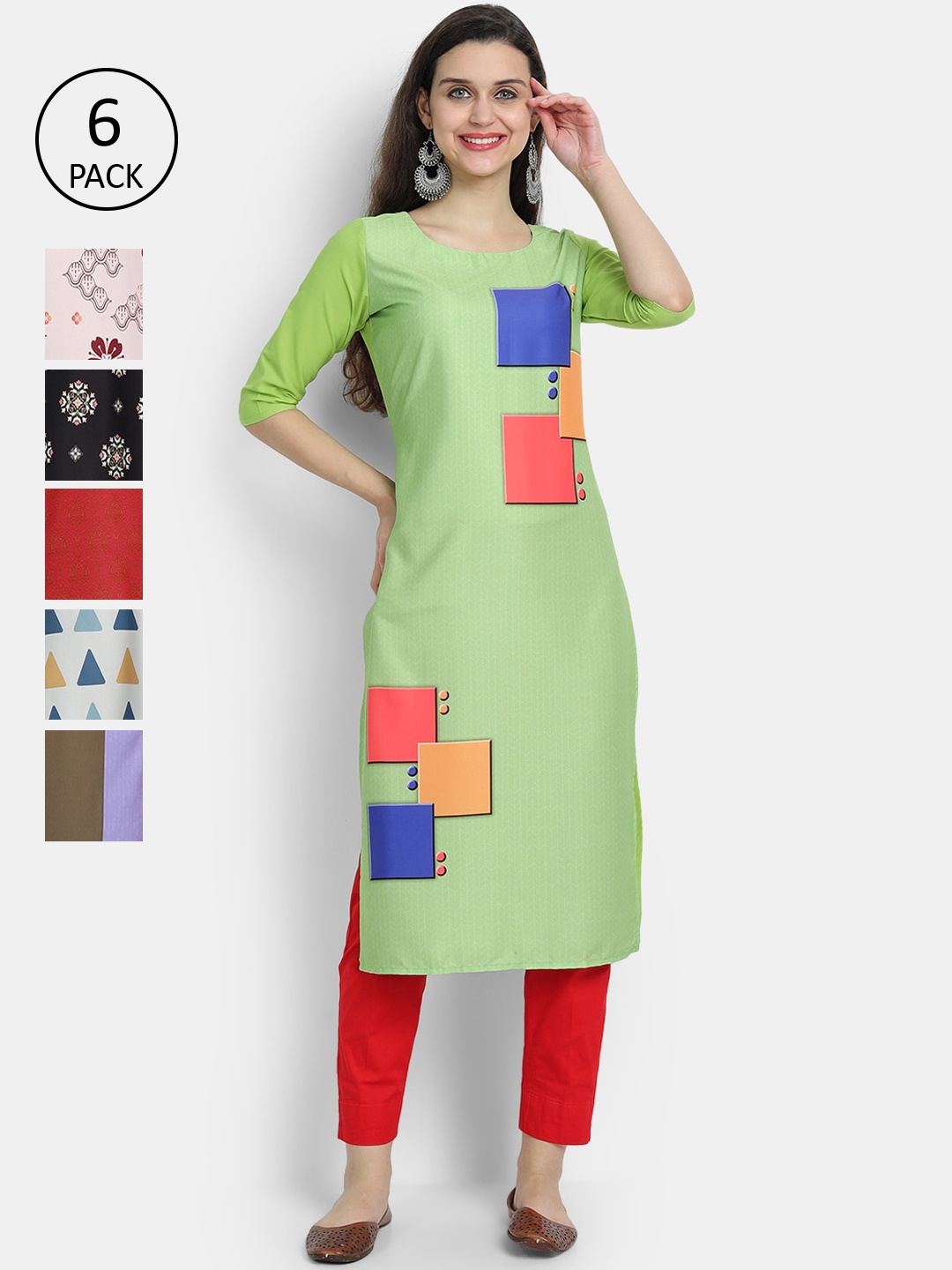 1 Stop Fashion Women Multicoloured & pistachio green Colourblocked Thread Work Crepe Kurta, Multi
1 Stop Fashion Women Multicoloured & pistachio green Colourblocked Thread Work Crepe Kurta, Multi
