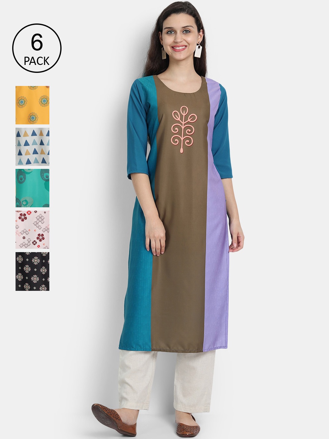 1 Stop Fashion Women Multicoloured Ethnic Motifs Embroidered Keyhole Neck Mirror Work Crepe Kurta, Multi
1 Stop Fashion Women Multicoloured Ethnic Motifs Embroidered Keyhole Neck Mirror Work Crepe Kurta, Multi