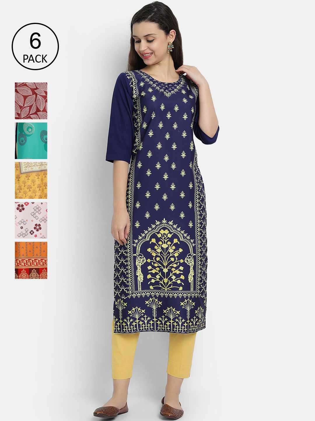 1 Stop Fashion Women Multicoloured Printed Flared Sleeves Mirror Work Crepe Kurta, Multi
1 Stop Fashion Women Multicoloured Printed Flared Sleeves Mirror Work Crepe Kurta, Multi