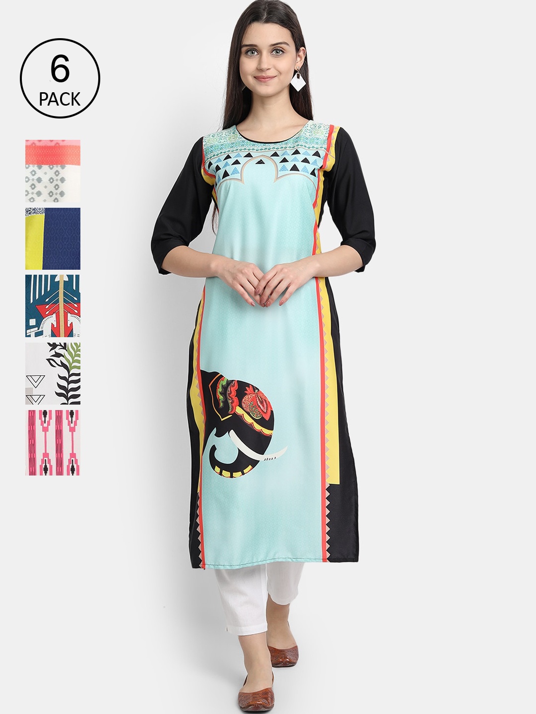 1 Stop Fashion Women Multicoloured & illusion blue Embroidered Thread Work Crepe Kurta, Multi
1 Stop Fashion Women Multicoloured & illusion blue Embroidered Thread Work Crepe Kurta, Multi