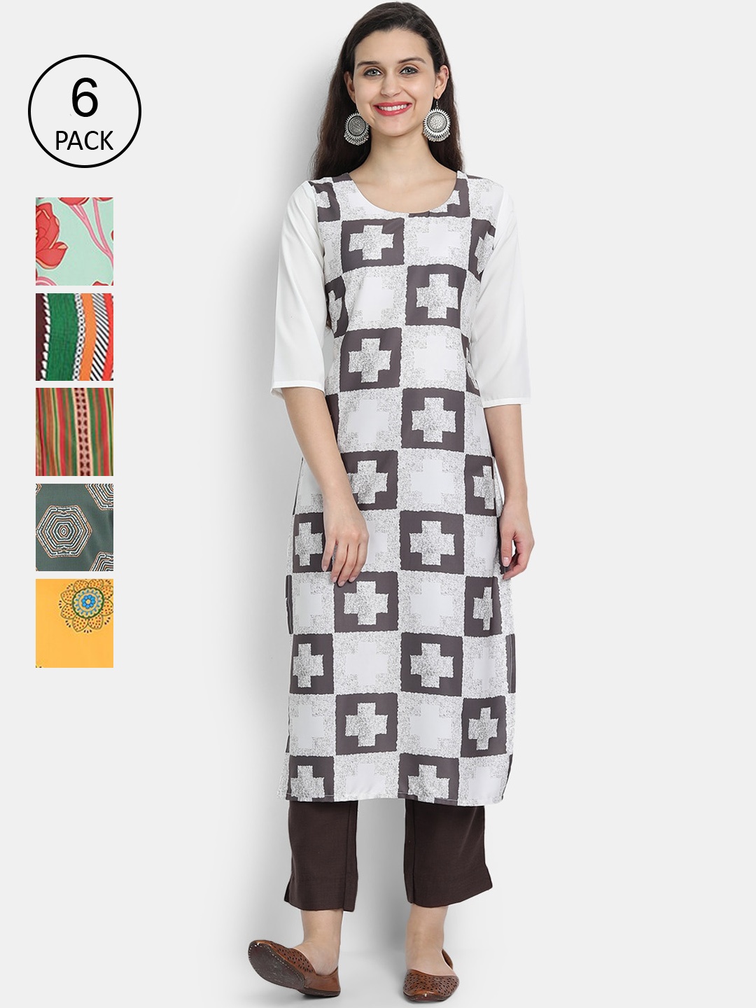 1 Stop Fashion Women Multicoloured Printed Flared Sleeves Gotta Patti Crepe Kurta, Multi