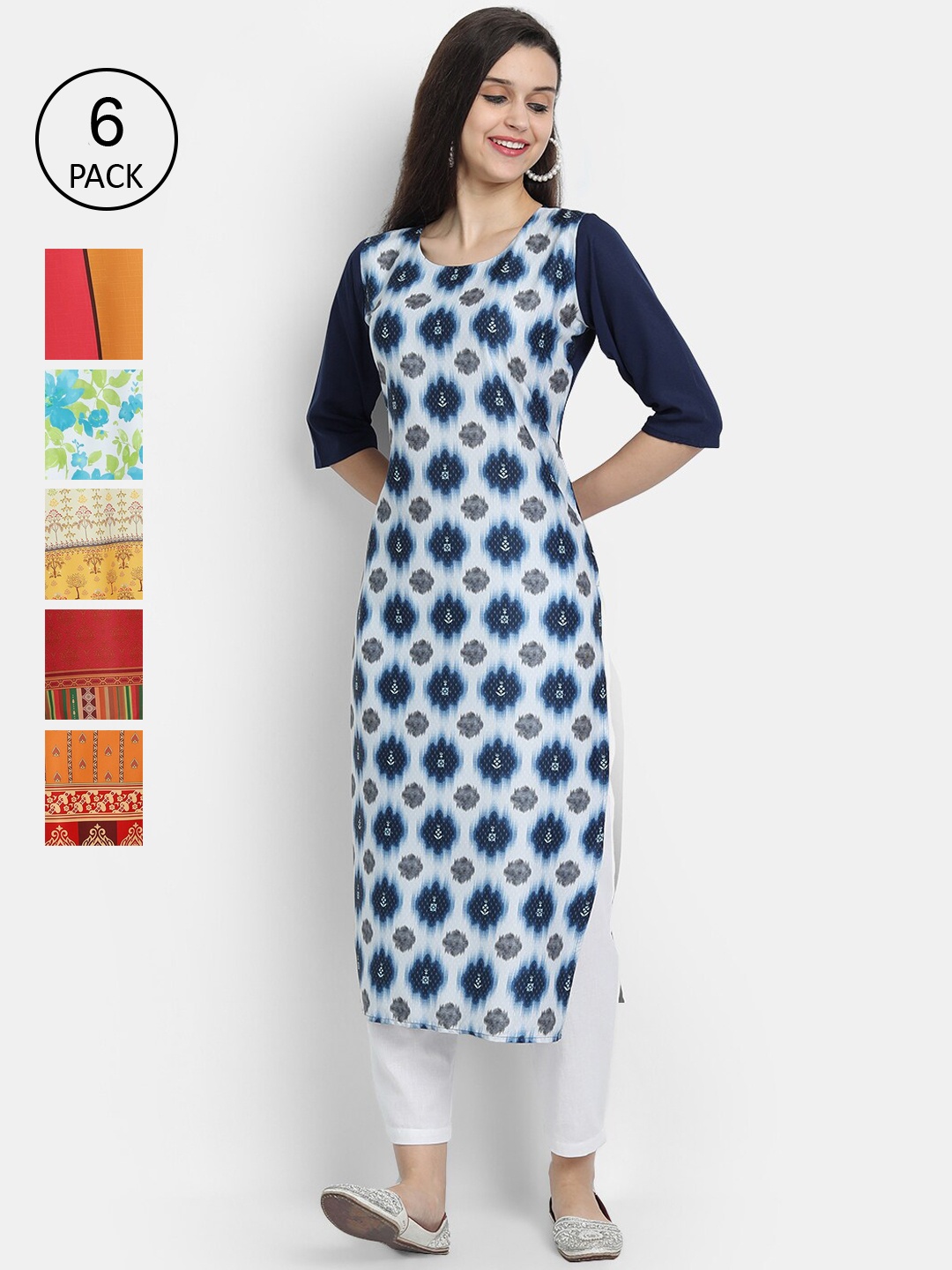 1 Stop Fashion Women Multicoloured Geometric Printed Thread Work Crepe Kurta, Multi
1 Stop Fashion Women Multicoloured Geometric Printed Thread Work Crepe Kurta, Multi