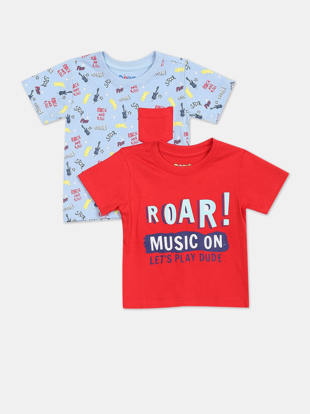 Donuts Set Of 2 Boys Assorted Typography Printed T-shirt