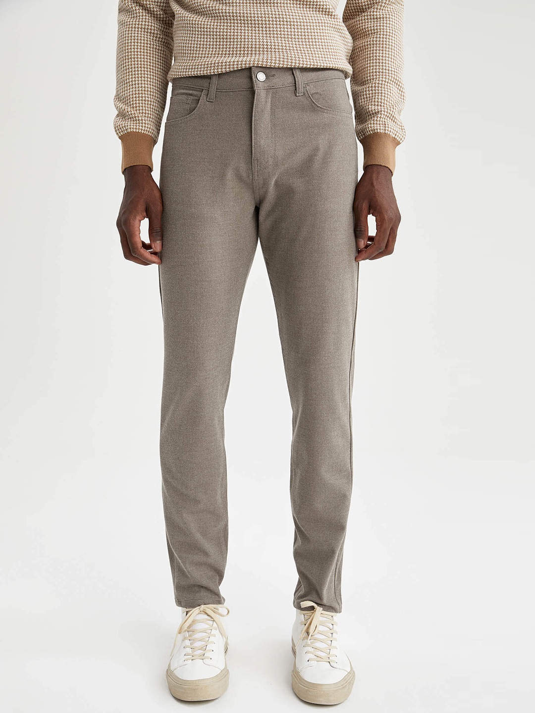 DeFacto Men Khaki Solid Trousers