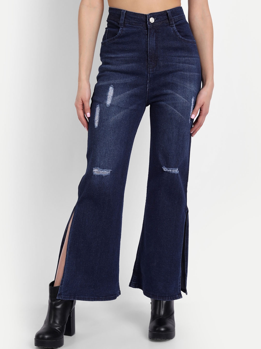 BROADSTAR Women Navy Blue Jean Straight Fit High-Rise Mildly Distressed Light Fade Stretchable Jeans
BROADSTAR Women Navy Blue Jean Straight Fit High-Rise Mildly Distressed Light Fade Stretchable Jeans