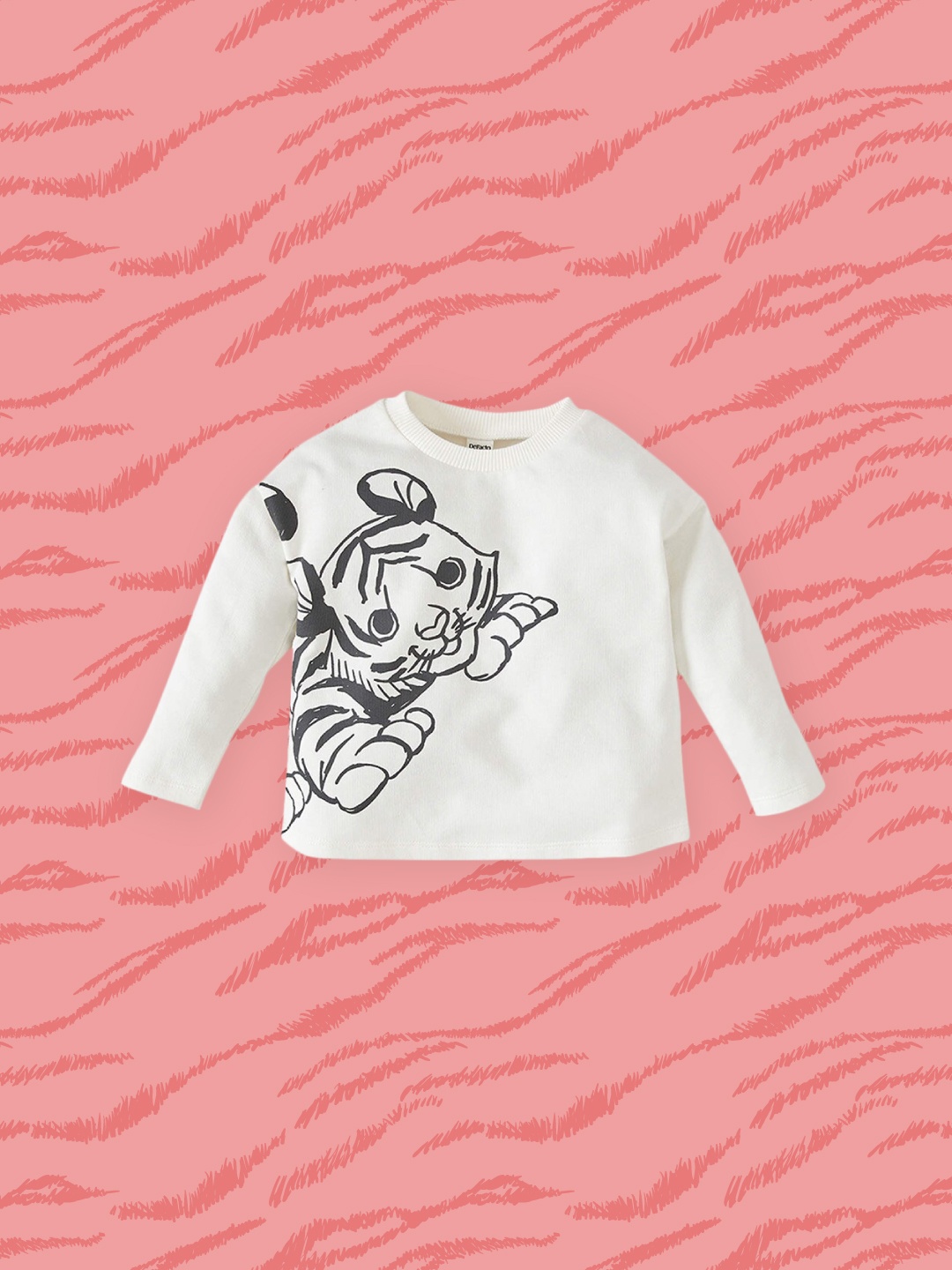 DeFacto Boys White Cotton Tiger Print Sweatshirt