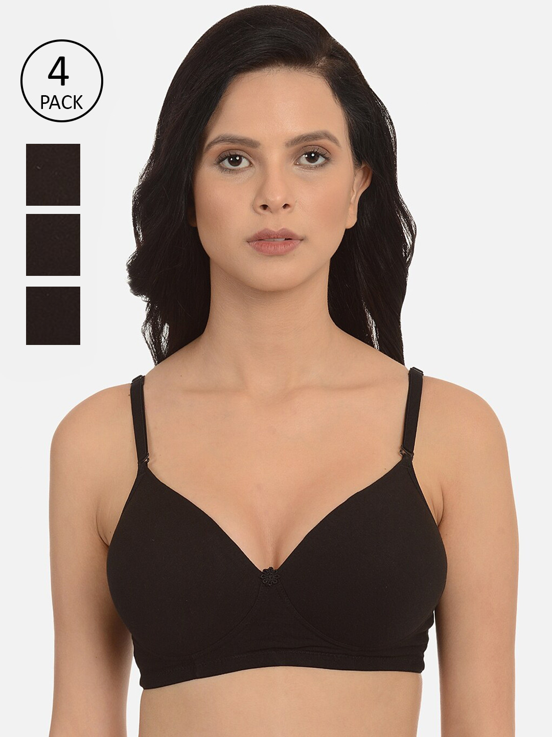 mod & shy Black Solid Pack of 4 Solid Non-Wired Lightly Padded T- shirt Bra
mod & shy Black Solid Pack of 4 Solid Non-Wired Lightly Padded T- shirt Bra