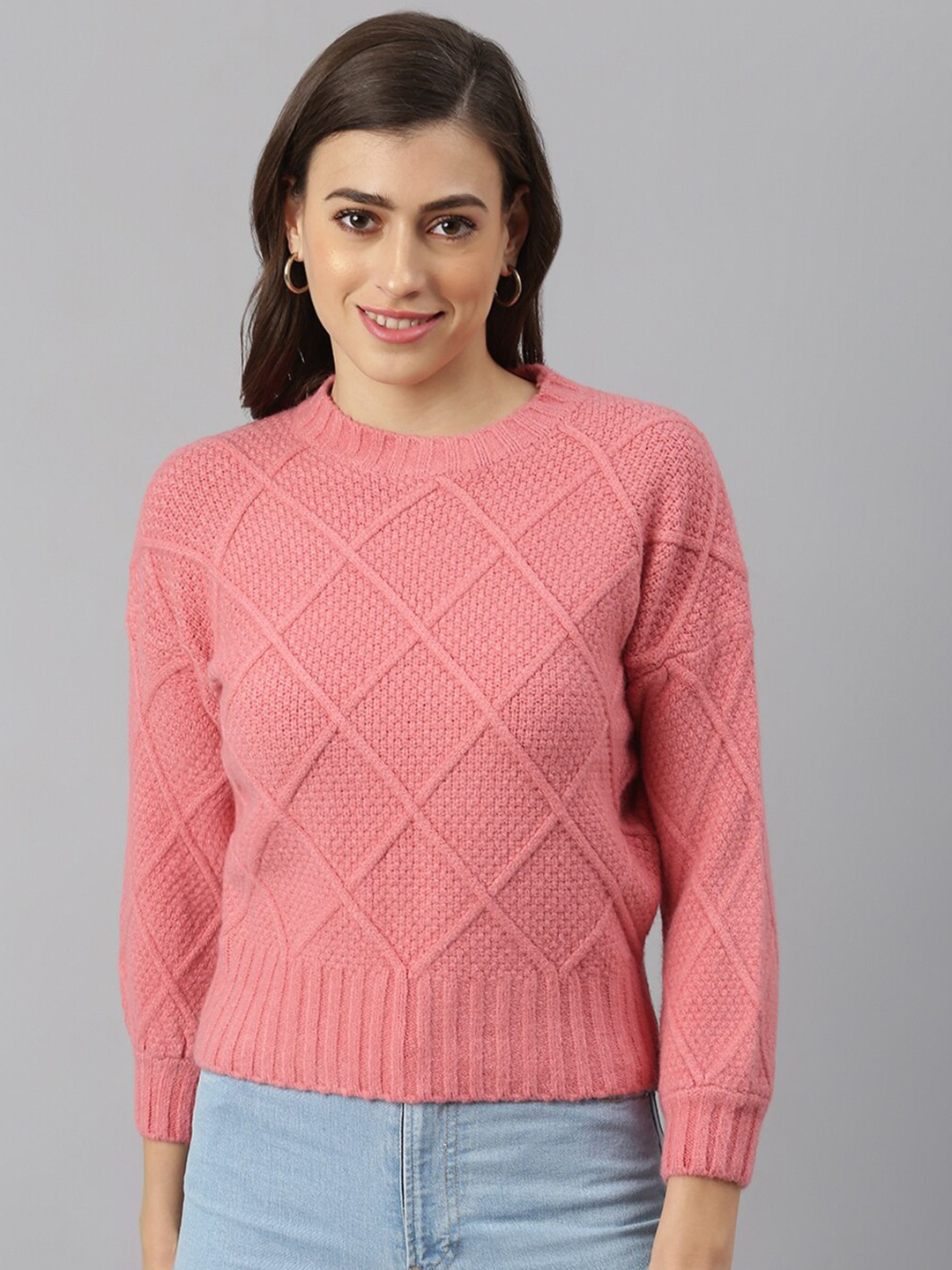 Xpose Women Pink Cable Knit Pullover