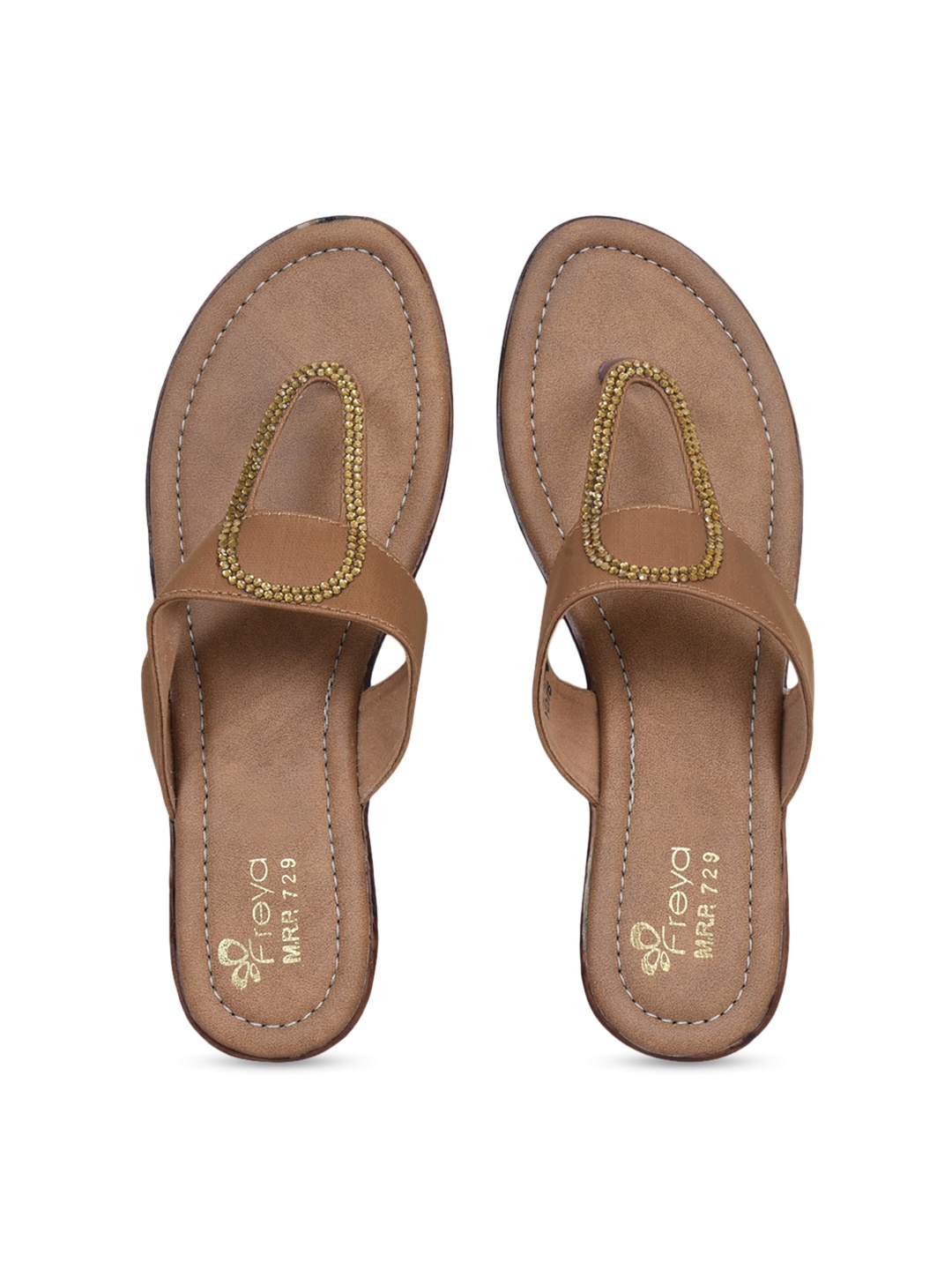 Ajanta Women Beige Solid Open Toe Flats