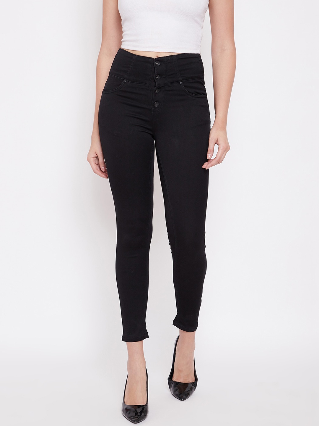 Madame Women Black Skinny Fit High-Rise Jeans