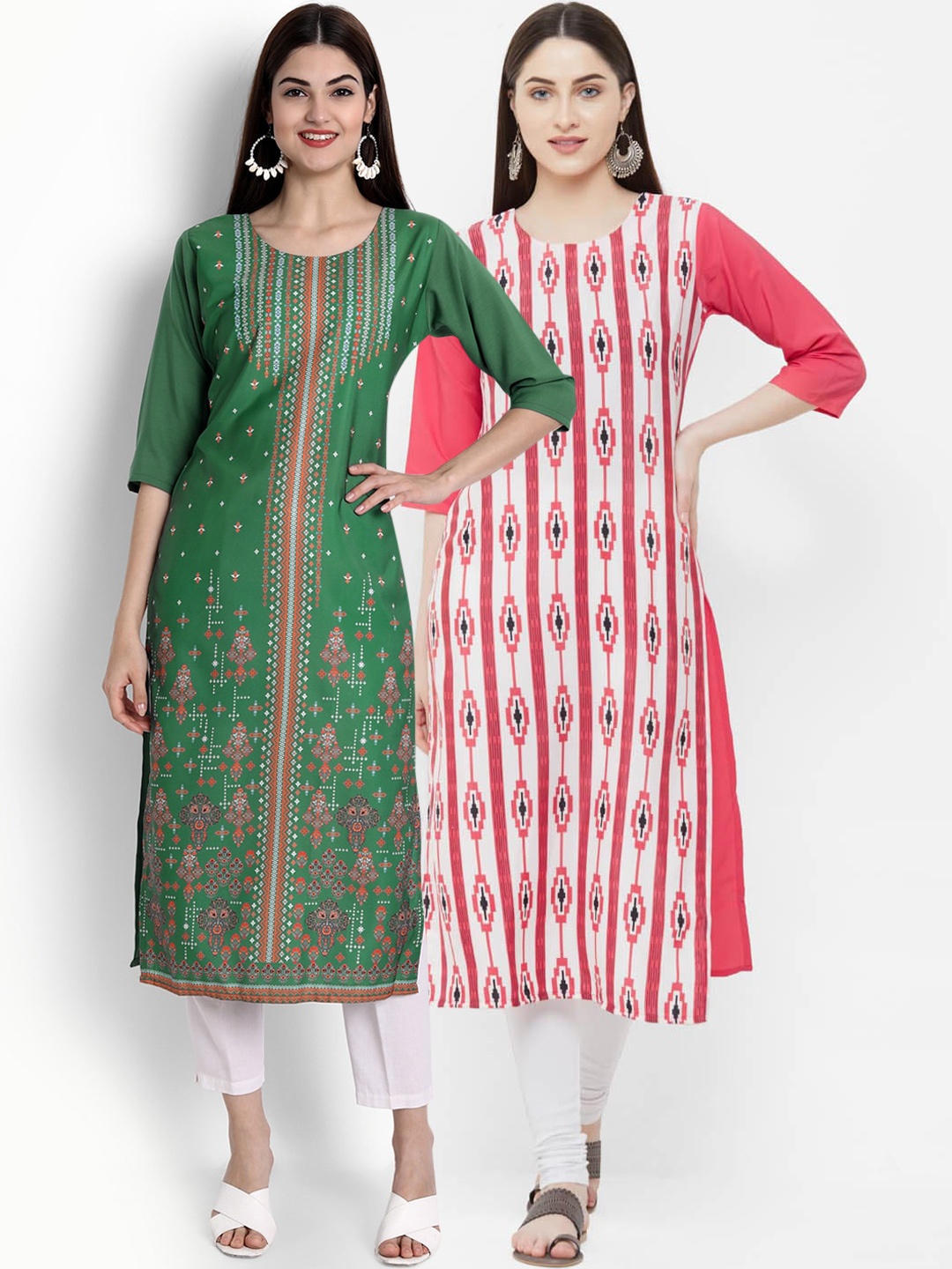 Ethnic basket Women Multicoloured Pack of 2 Dyed Flared Sleeves Mirror Work Crepe Kurta, Multi
Ethnic basket Women Multicoloured Pack of 2 Dyed Flared Sleeves Mirror Work Crepe Kurta, Multi