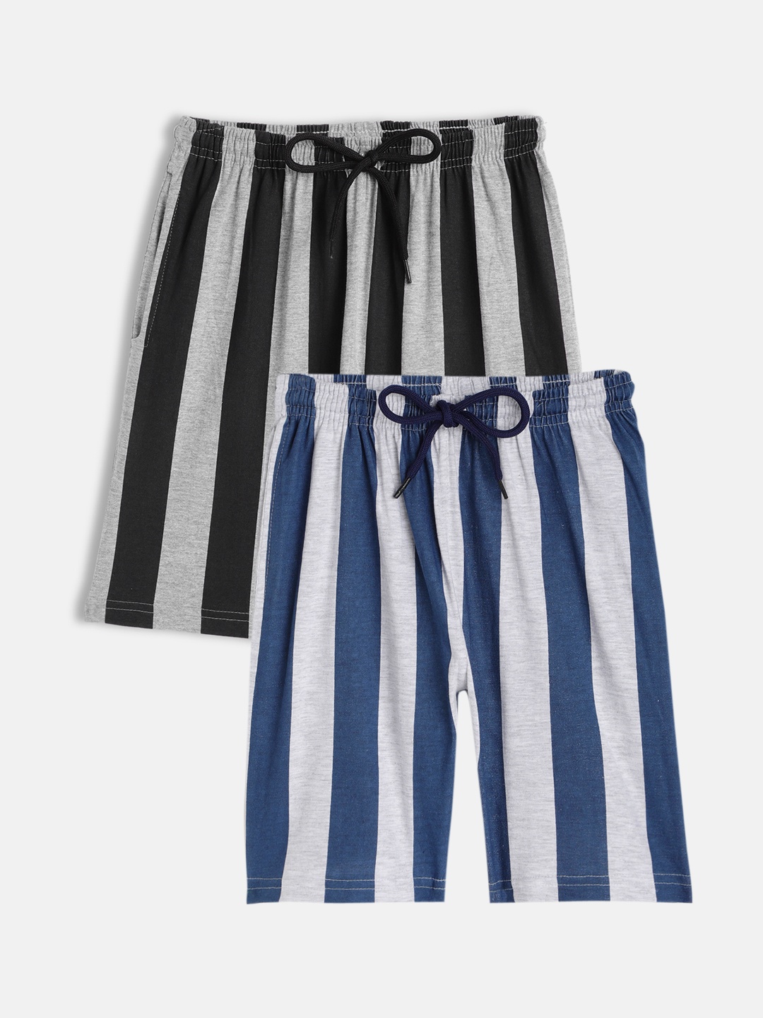 SEYBIL Girls Grey Pack Of 2 Melange & Navy Blue Striped Lounge Shorts, Grey melange
SEYBIL Girls Grey Pack Of 2 Melange & Navy Blue Striped Lounge Shorts, Grey melange