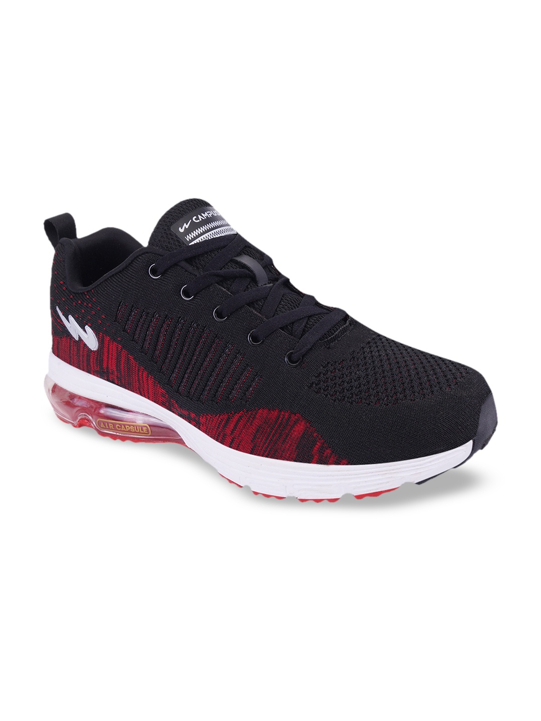 Campus Men Black Mesh Running Shoes
