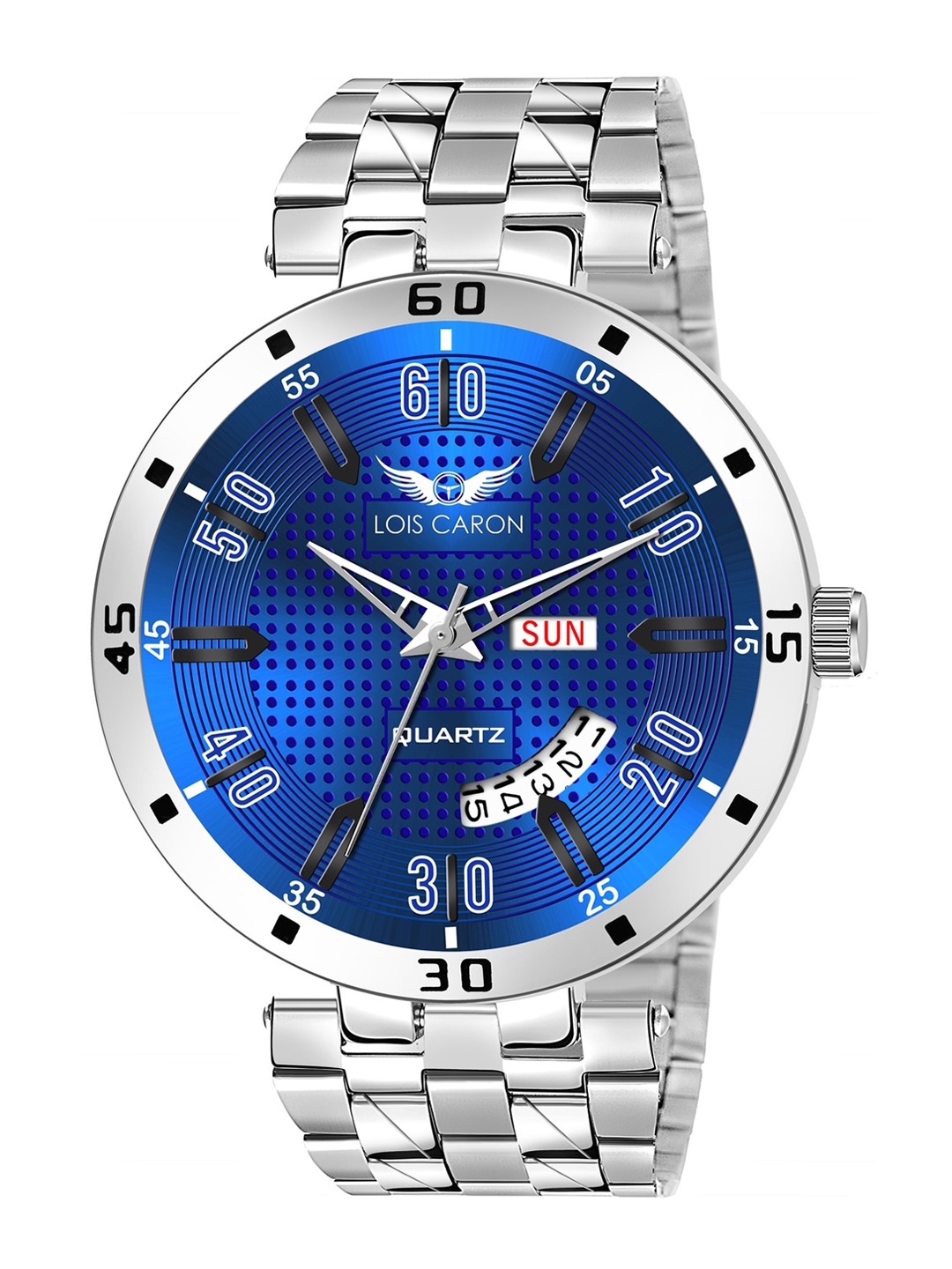 LOIS CARON Men Blue Embellished Dial & Silver Toned Stainless Steel Bracelet Style Straps Analogue Watch
LOIS CARON Men Blue Embellished Dial & Silver Toned Stainless Steel Bracelet Style Straps Analogue Watch