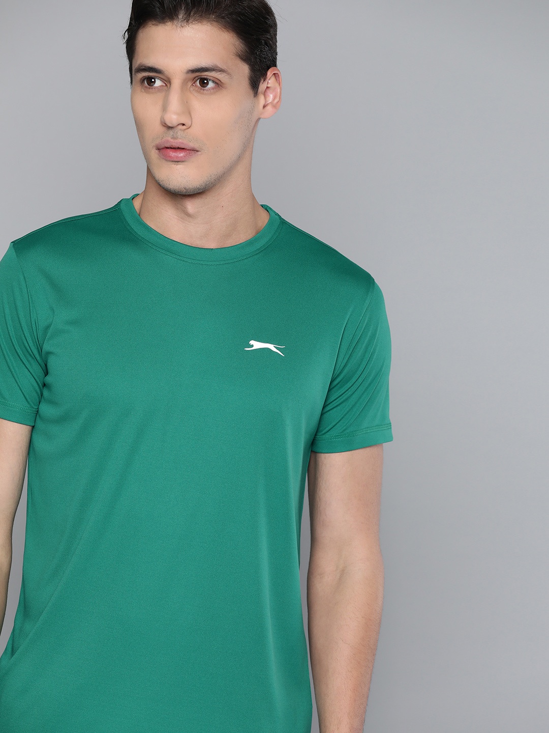 Slazenger Men Green Brand Logo Running T-shirt