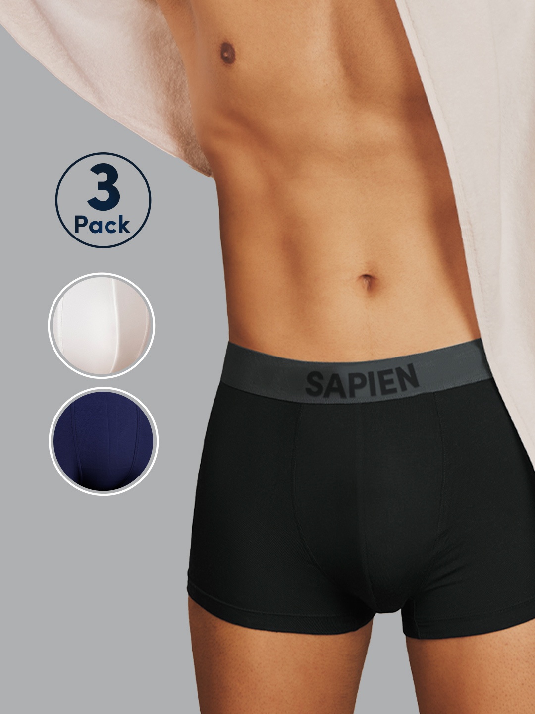 Man Matters Pack of 3 Solid Trunk with Anti Microbial and Micro Modal Finish, Navy blue
Man Matters Pack of 3 Solid Trunk with Anti Microbial and Micro Modal Finish, Navy blue