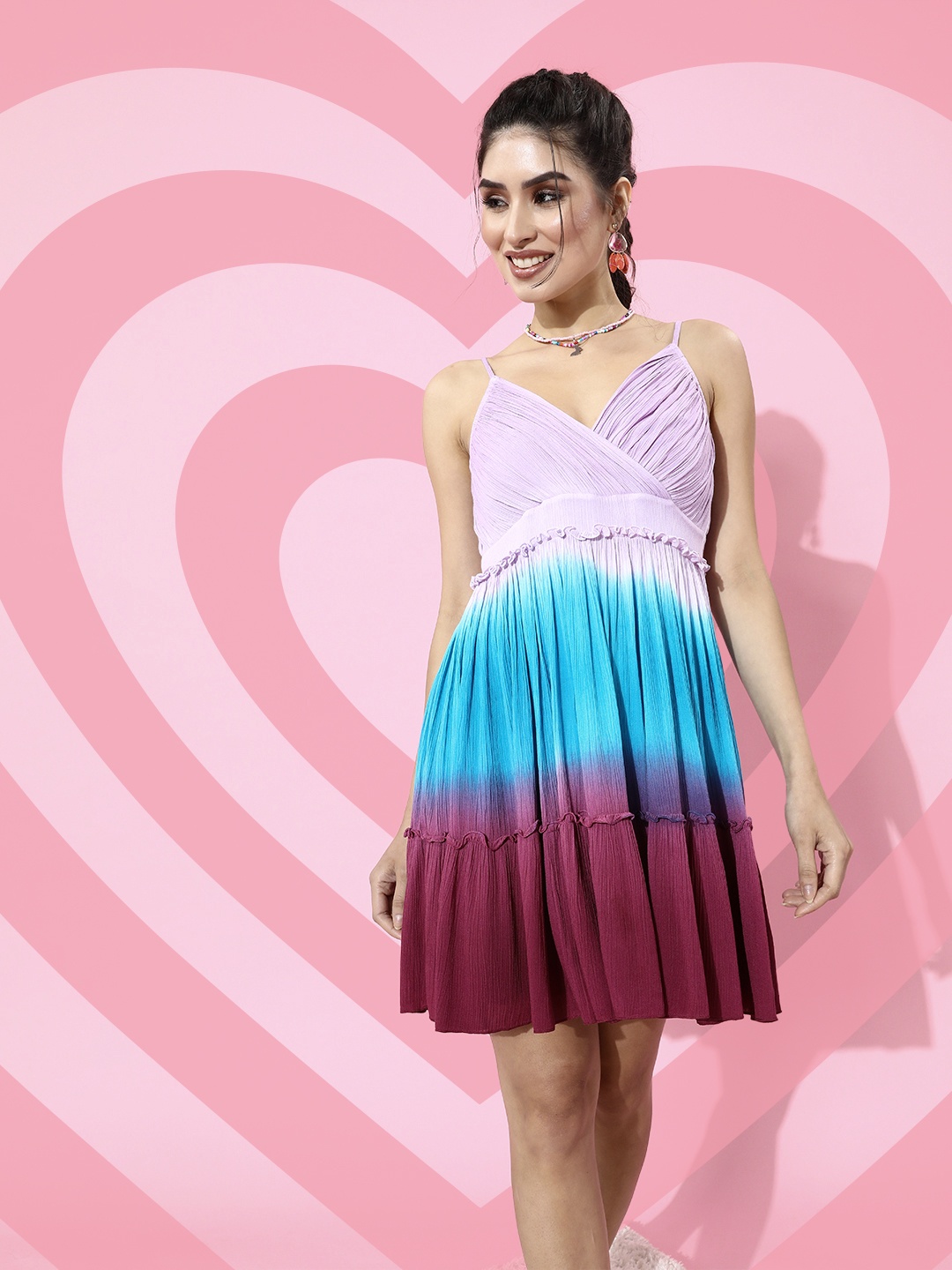 LY2 Women Elegant Lavender Tie and Dye Dress