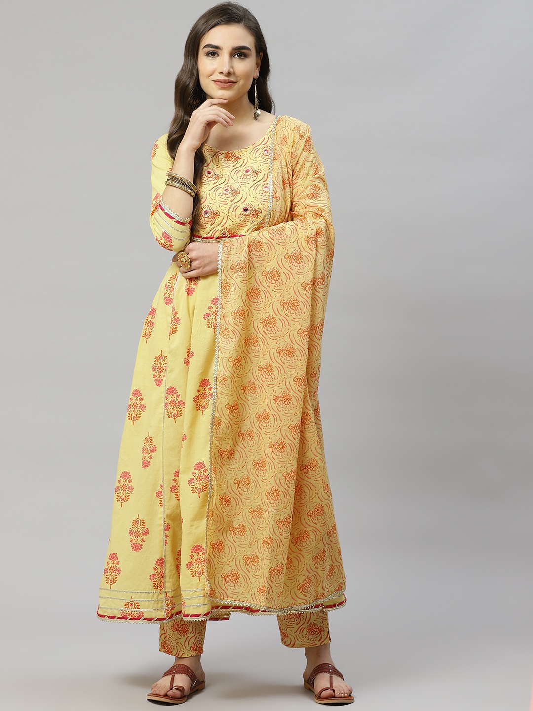 HIGHLIGHT FASHION EXPORT Women Beige Ethnic Motifs Printed Kurta with Trousers & With Dupatta
HIGHLIGHT FASHION EXPORT Women Beige Ethnic Motifs Printed Kurta with Trousers & With Dupatta