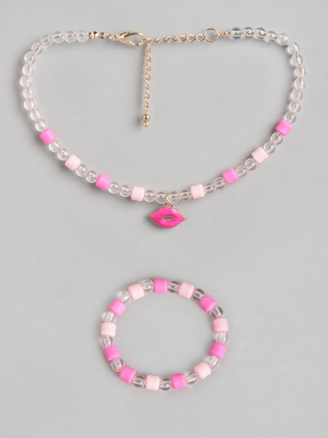 Blueberry KIDS Girls Transparent & Dark Pink Gold-Plated Handcrafted Necklace & Bracelet
Blueberry KIDS Girls Transparent & Dark Pink Gold-Plated Handcrafted Necklace & Bracelet