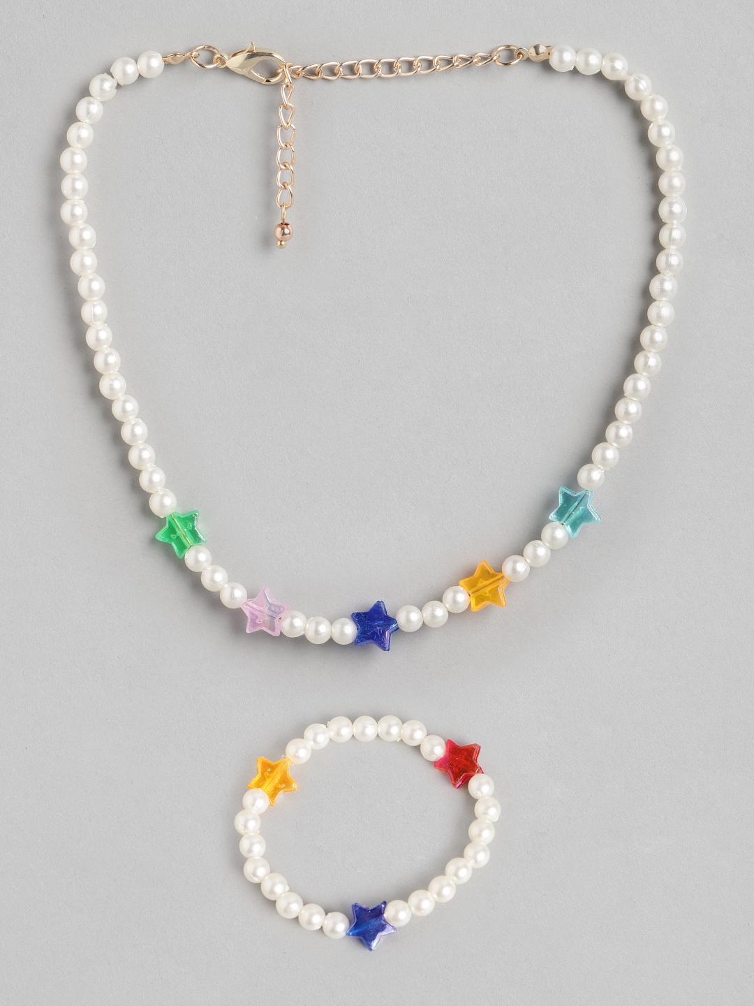 Blueberry KIDS Girls White Gold-Plated Pearls & Beaded Handcrafted Necklace & Bracelet Set
Blueberry KIDS Girls White Gold-Plated Pearls & Beaded Handcrafted Necklace & Bracelet Set