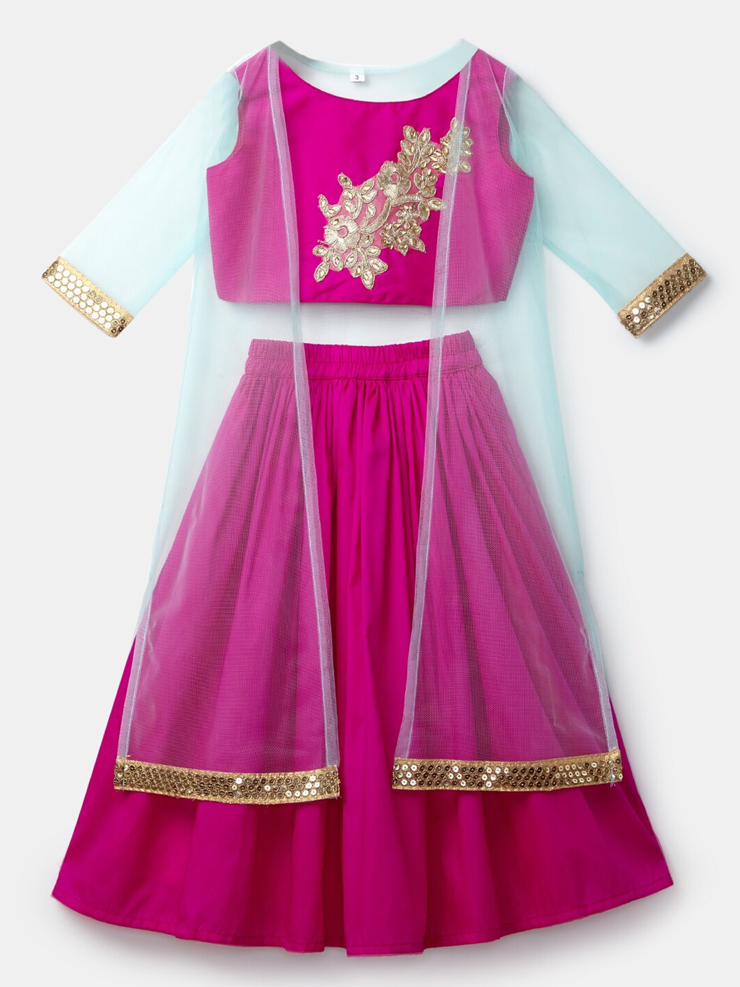 K&U Girls Pink & Sea Green Embellished Patchwork Ready to Wear Lehenga & Blouse
K&U Girls Pink & Sea Green Embellished Patchwork Ready to Wear Lehenga & Blouse