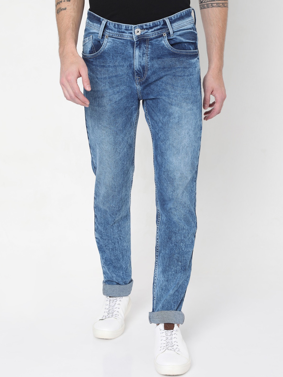 Mufti Men Blue Heavy Fade Stretchable Jeans