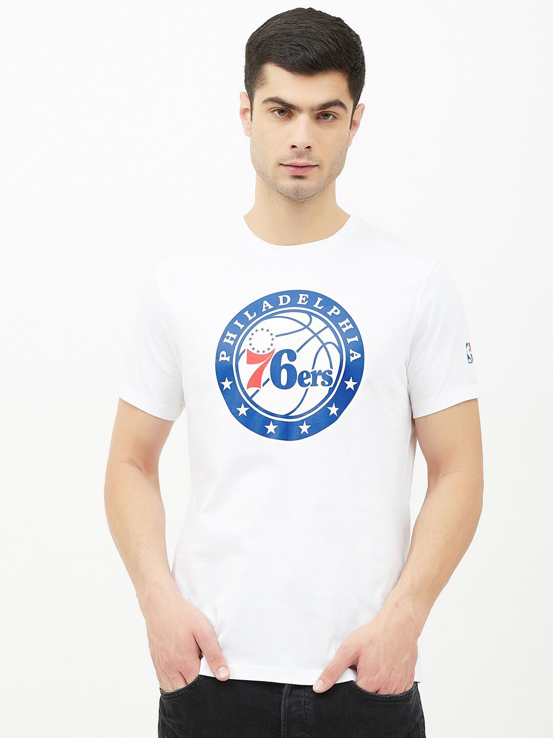 NBA Men White Typography Philadelphia 76ers Printed Round Neck Cotton Basketball T-shirt
NBA Men White Typography Philadelphia 76ers Printed Round Neck Cotton Basketball T-shirt