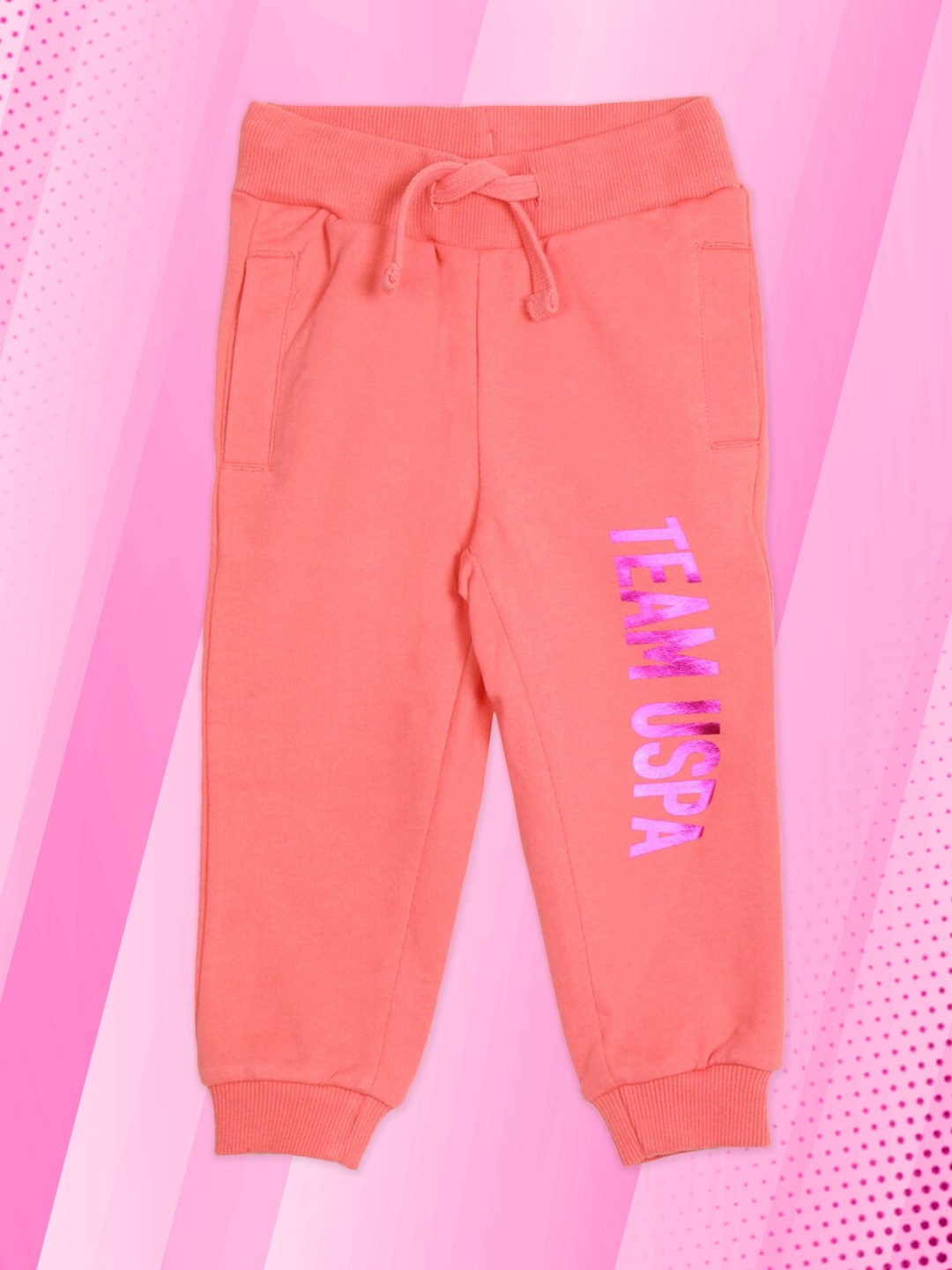 U.S. Polo Assn. Kids Girls Coral & Pink Brand Logo Printed Straight-fit Joggers
U.S. Polo Assn. Kids Girls Coral & Pink Brand Logo Printed Straight-fit Joggers