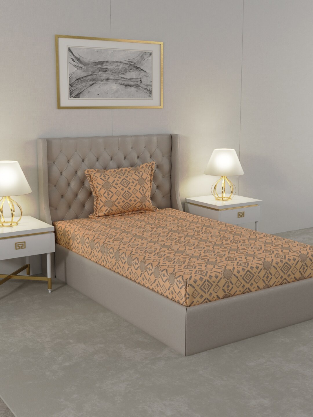 Raymond Home Peach-Coloured & Grey Geometric 104 TC Single Bedsheet with 1 Pillow Covers
Raymond Home Peach-Coloured & Grey Geometric 104 TC Single Bedsheet with 1 Pillow Covers