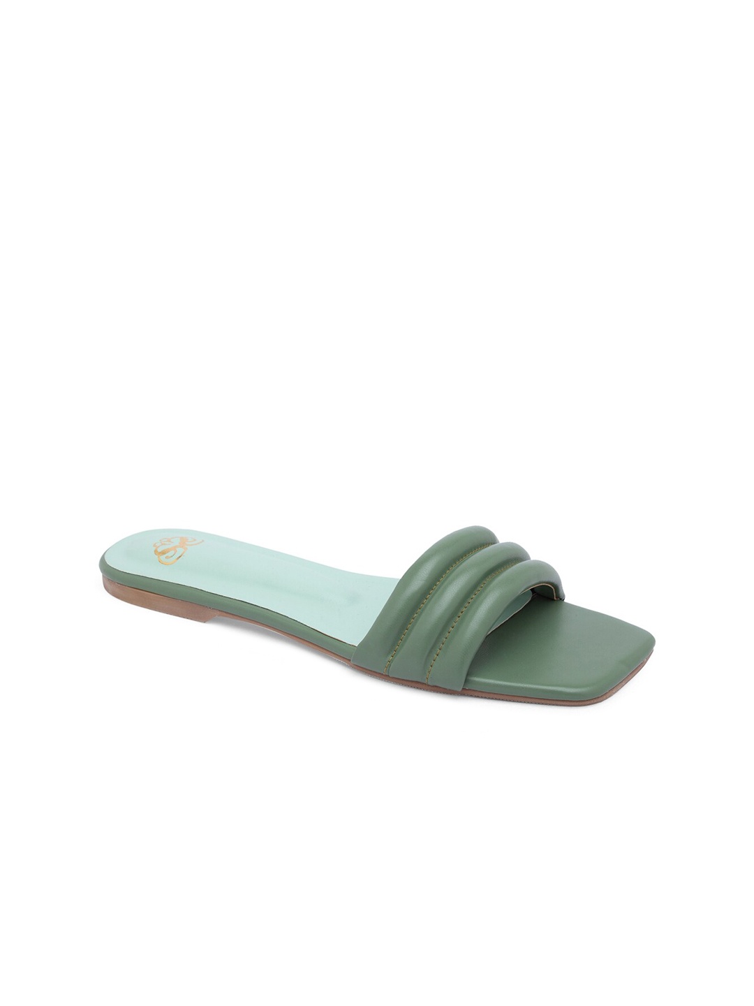Sole To Soul Women Green Open Toe Flats