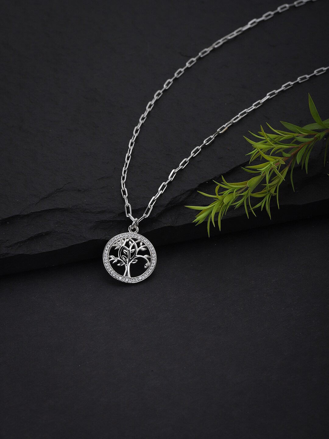 VANBELLE Silver-Toned CZ-Studded Sterling Silver Rhodium-Plated Handcrafted Necklace
VANBELLE Silver-Toned CZ-Studded Sterling Silver Rhodium-Plated Handcrafted Necklace