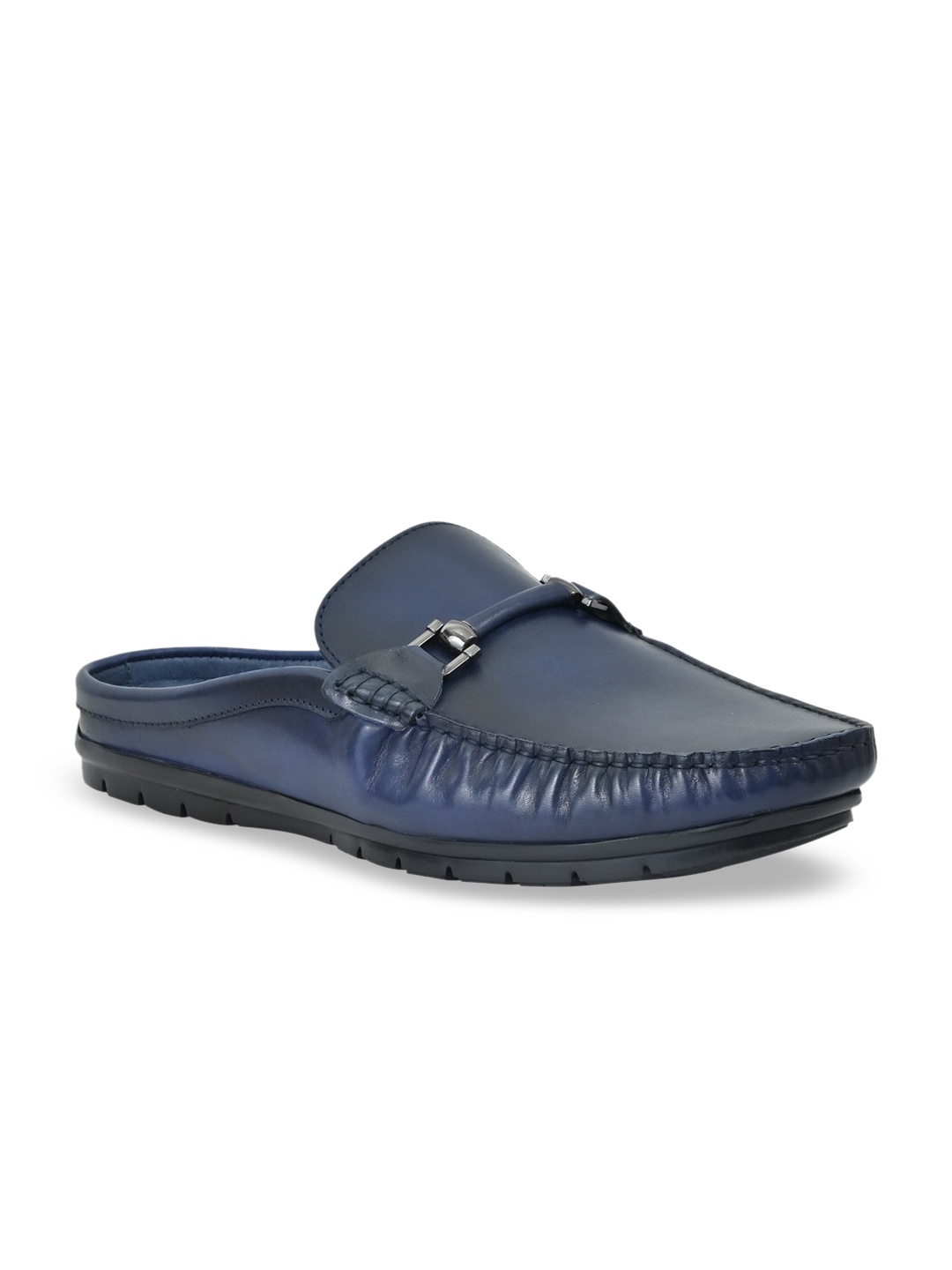 Cobblerz Men Blue Textured Leather Loafers