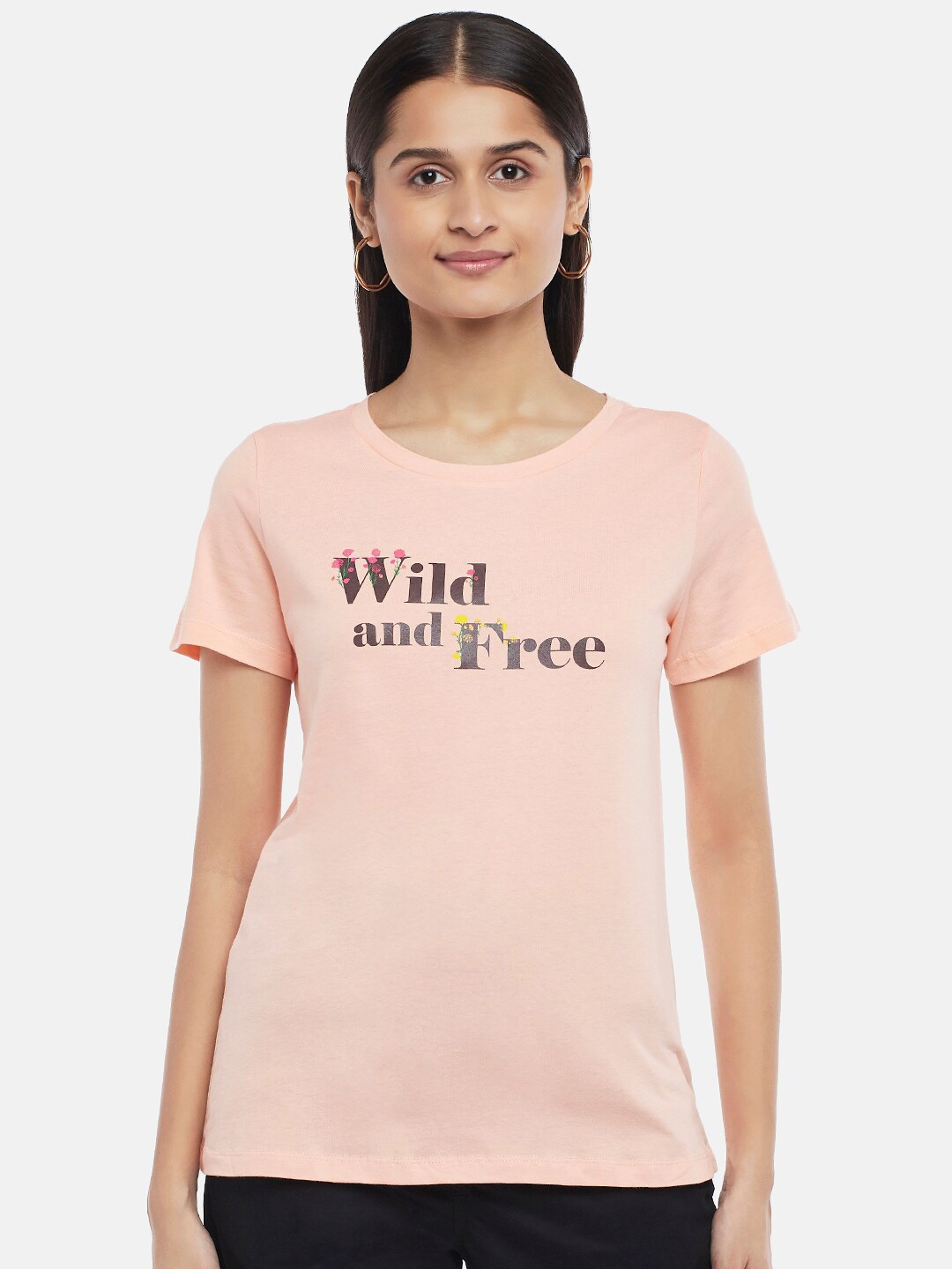 Honey by Pantaloons Women Peach-Coloured Typography Printed Pure Cotton T-shirt
Honey by Pantaloons Women Peach-Coloured Typography Printed Pure Cotton T-shirt