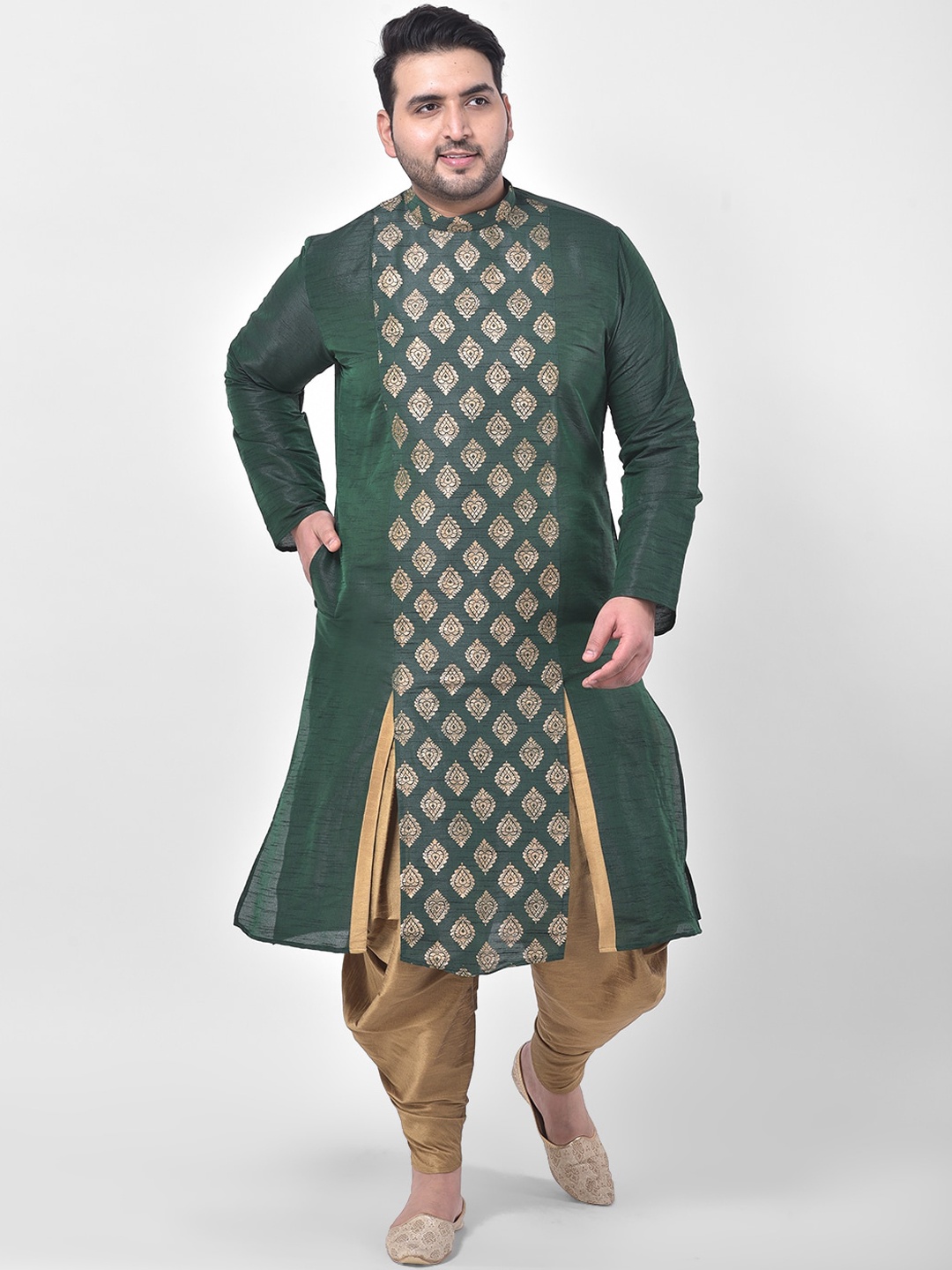 DEYANN PLUS Men Green Ethnic Motifs Printed Plus Size Dupion Silk Kurta with Dhoti Pants
DEYANN PLUS Men Green Ethnic Motifs Printed Plus Size Dupion Silk Kurta with Dhoti Pants