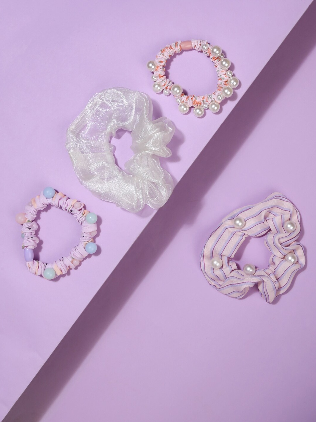 Lilly & sparkle Women Set of 4 Pink & White Pearl And Beads Embellished Ponytail Holders
Lilly & sparkle Women Set of 4 Pink & White Pearl And Beads Embellished Ponytail Holders