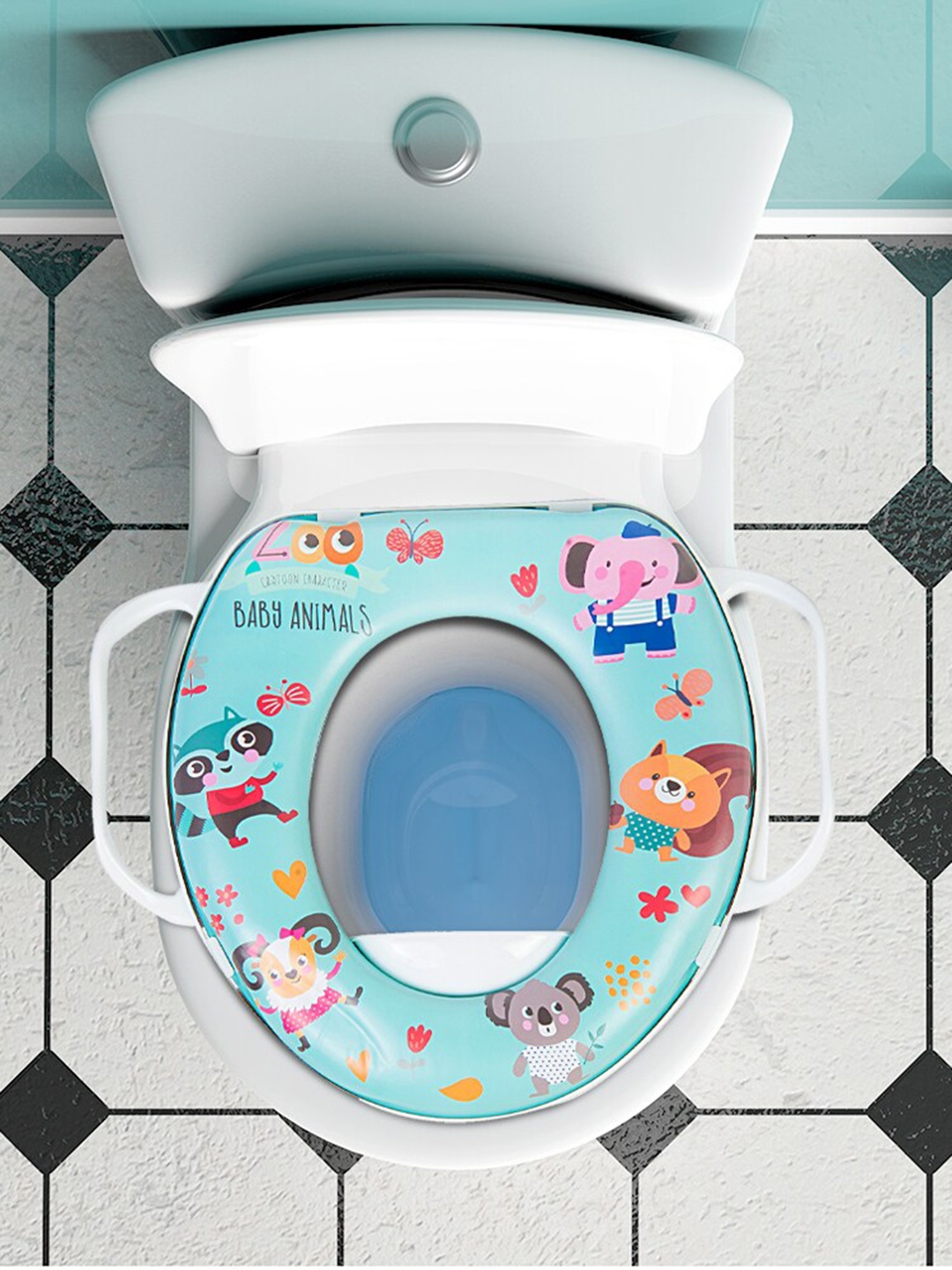 Baby Moo Kids Blue Animal Printed Potty Seat With Handle