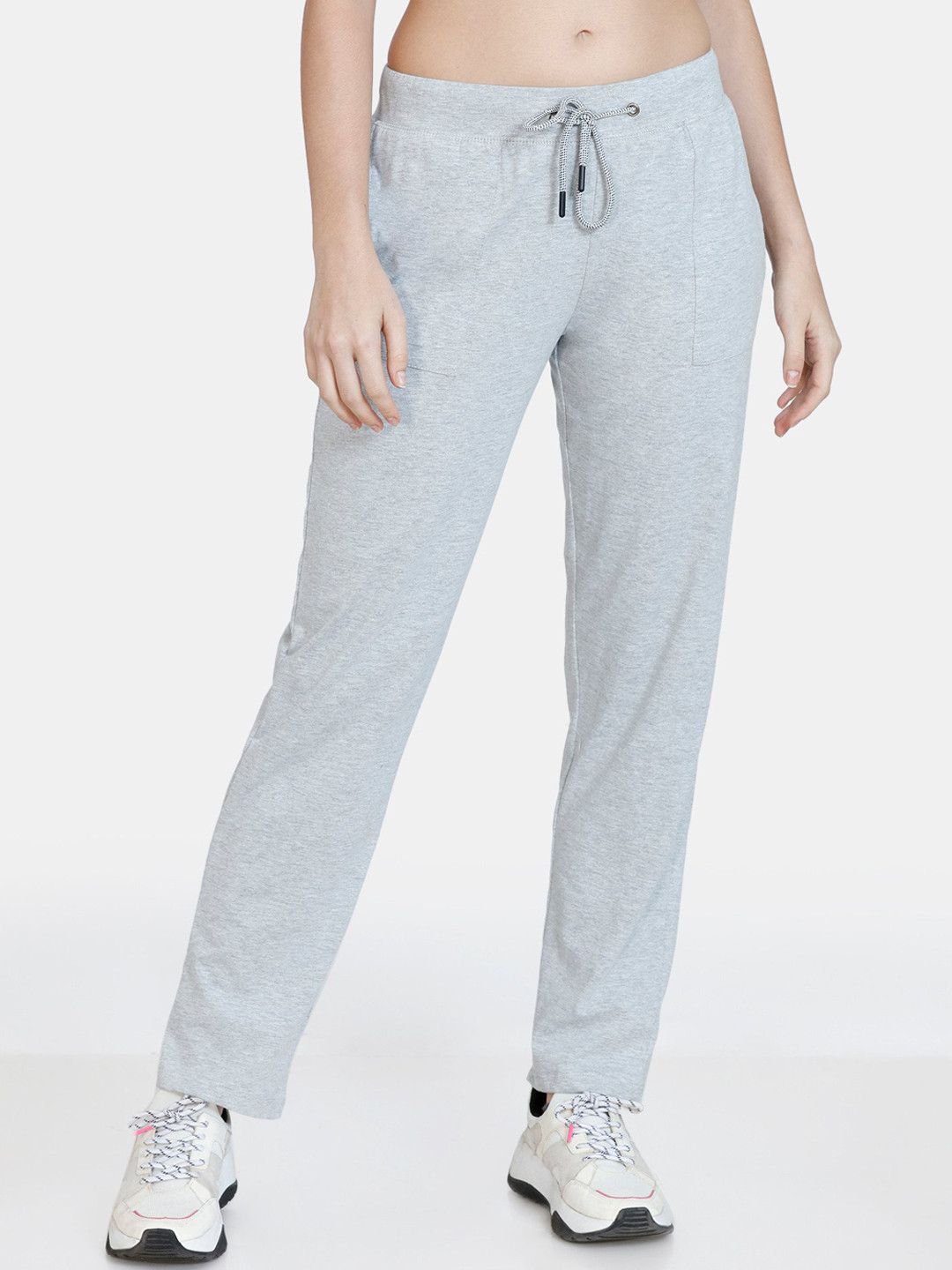 Rosaline by Zivame Women Grey Melange Easy Movement Straight Fit Pants 
Rosaline by Zivame Women Grey Melange Easy Movement Straight Fit Pants