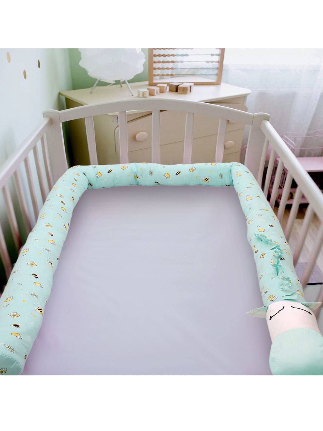 Baby Moo Kids Blue Printed Cot Bedding Bumper