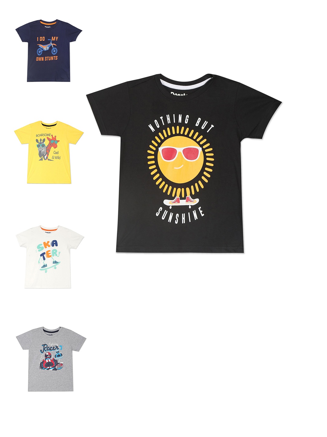 Donuts Boys Pack Of 5 Printed T-shirts, Assorted