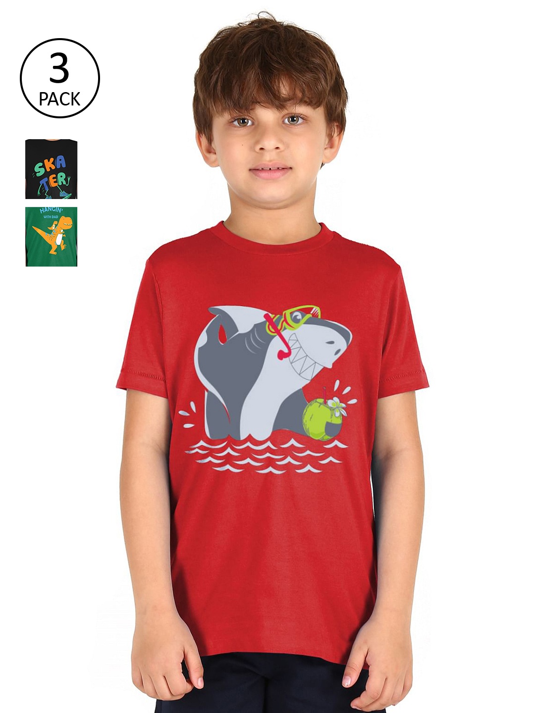 Donuts Boys Pack Of 3 Assorted Printed T-shirt