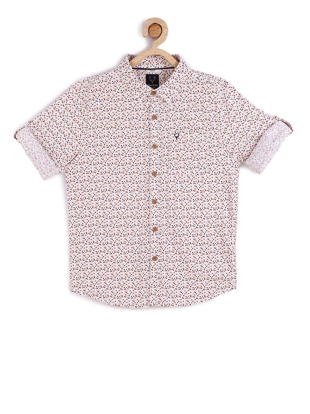 Allen Solly Junior Boys White Slim Fit Printed Casual Shirt